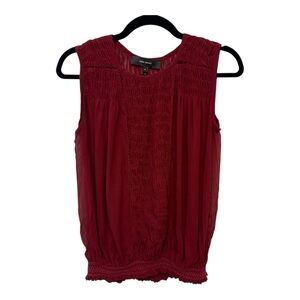 Isabel Marant Smocked Silk Blouse in Red Size 36